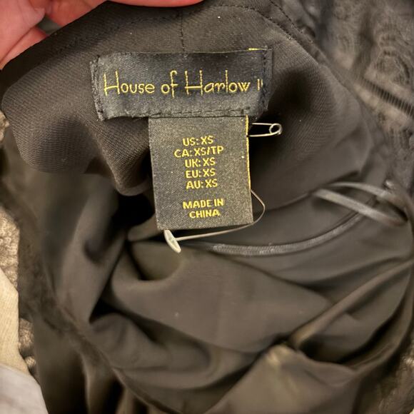 House of Harlow 1960 Satin Lace Asymmetrical Slip Dress Goth Romantic Cocktail - Picture 5 of 9